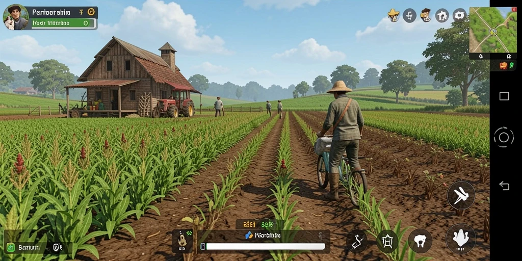 Screenshot utama BARU01 menunjukkan gameplay seru di dunia pertanian.