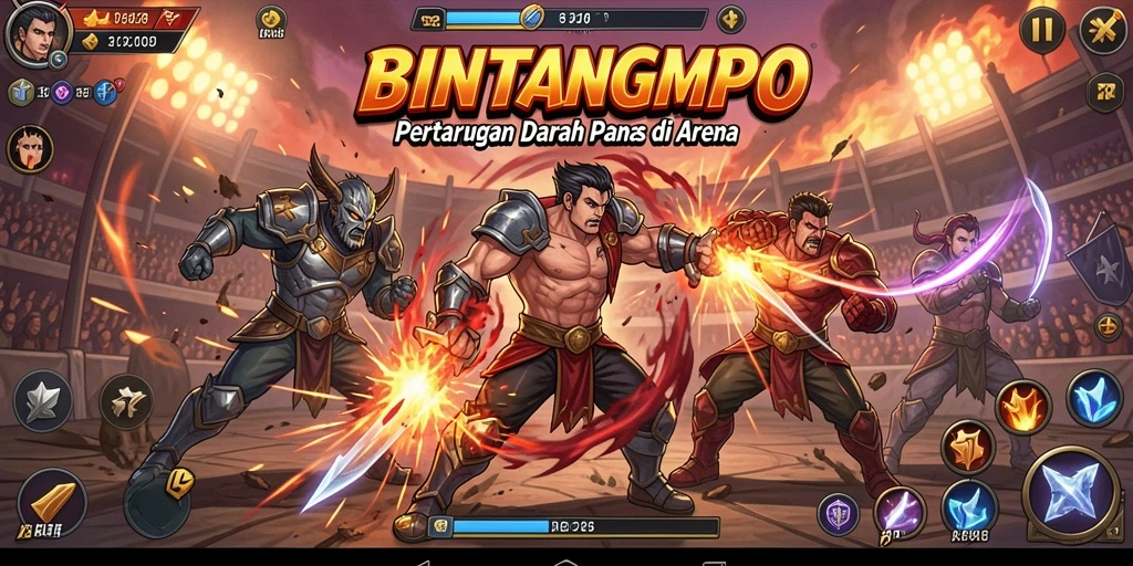 Tangkapan layar BINTANGMPO menunjukkan aksi seru di arena Fighting.