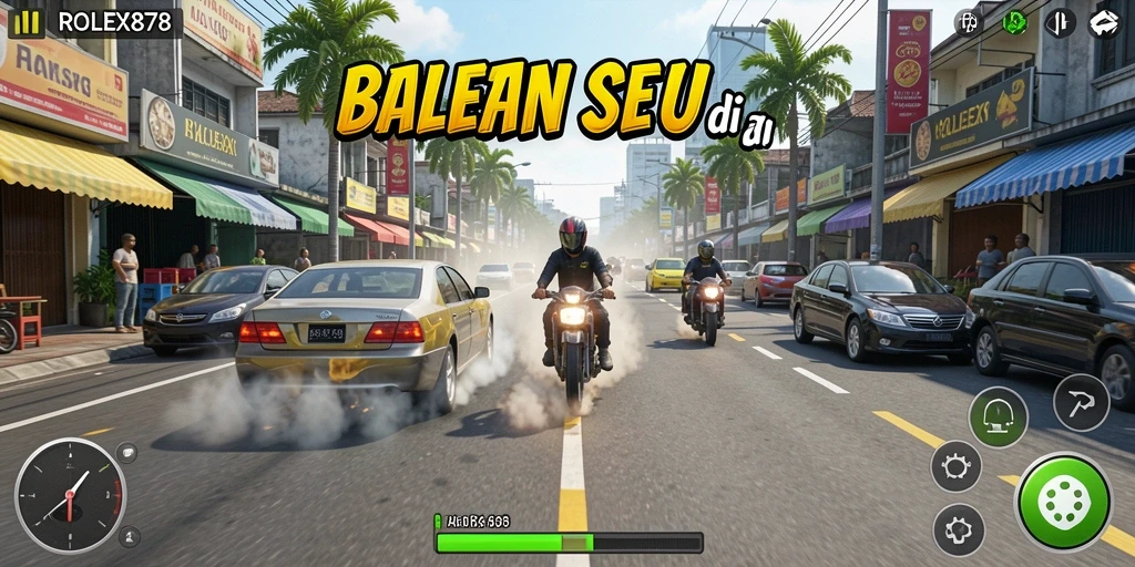 Screenshot gameplay <strong>ROLEX878</strong> yang menunjukkan aksi balap yang mendebarkan.
