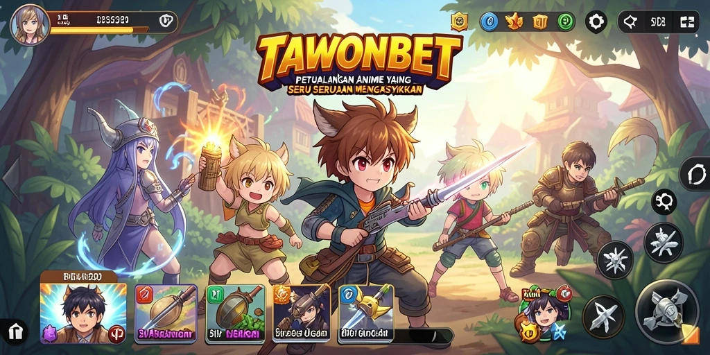 Tampilan gameplay TAWONBET dengan karakter Anime yang menarik.